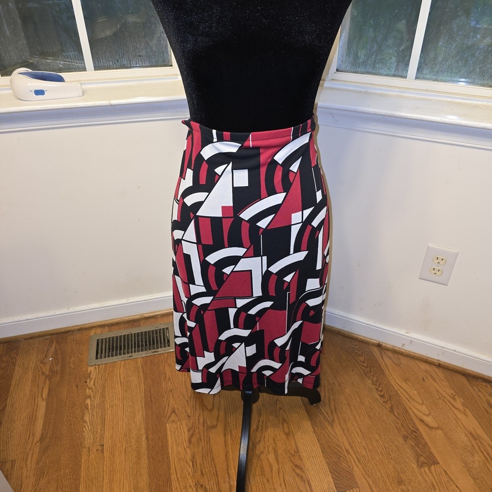 New York & Company Geometric Midi Skirt Retro Mod Style XL‎